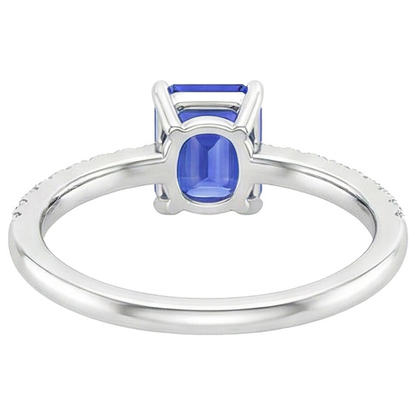 Solitaire Ring With Accents Emerald Blue Sapphire & Natural Earth Mined Diamonds 4 Carats