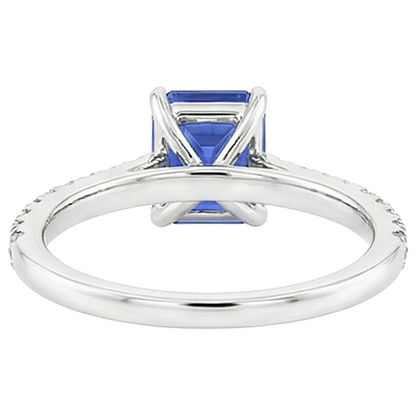 Solitaire Ring With Accents Emerald Ceylon Sapphire & Natural Earth Mined Diamond 4 Carats