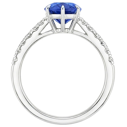 natural round sapphire 5ct ring on white background