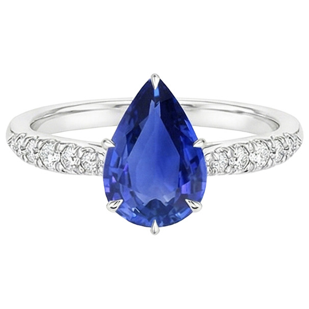 natural round sapphire 5ct ring profile view