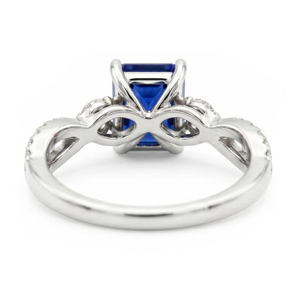 Solitaire Ring With Marquise Natural Earth Mined Diamond Accents & Blue Sapphire 4 Carats