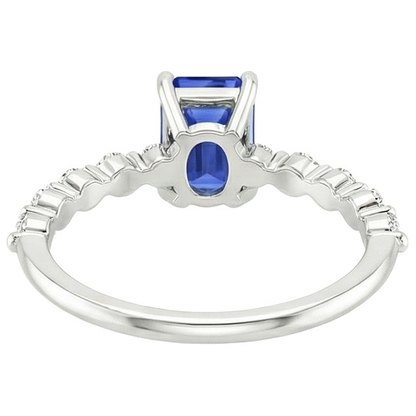 Solitaire Ring With Side Stones Blue Sapphire & Natural Earth Mined Diamond 4 Carats