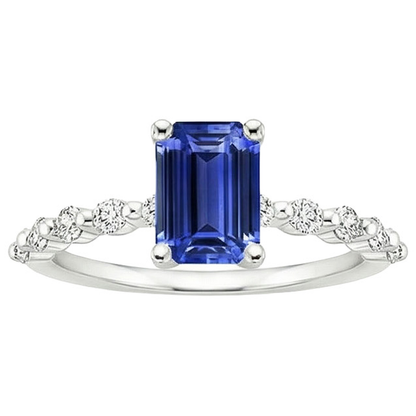 Solitaire Ring With Side Stones Blue Sapphire & Natural Earth Mined Diamond 4 Carats