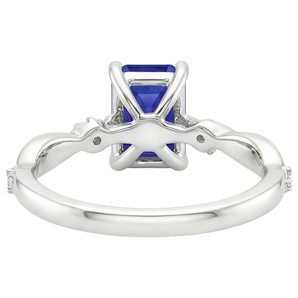 Solitaire Ring with Accents Blue Sapphire & Natural Earth Mined Diamond 3.50 Carats