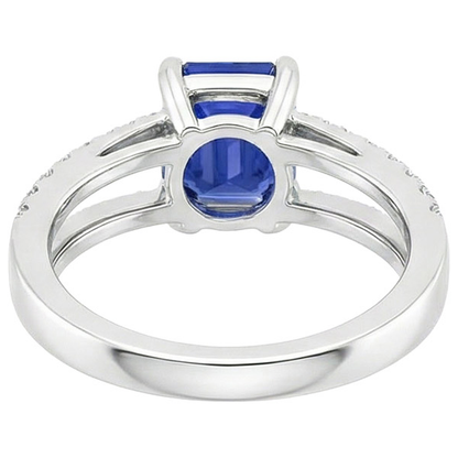 Solitaire Ring with Accents Blue Sapphire & Natural Earth Mined Diamond 4.50 Carats