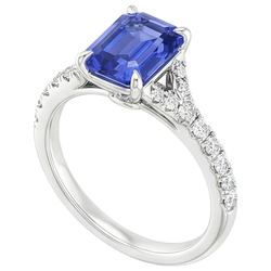Solitaire Ring with Accents Sri Lankan Sapphire & Natural Earth Mined Diamond 4 Carats