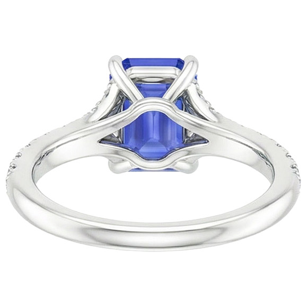 Solitaire Ring with Accents Sri Lankan Sapphire & Natural Earth Mined Diamond 4 Carats