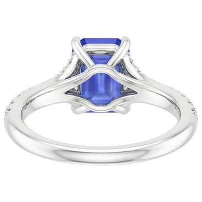 Solitaire Ring with Accents Sri Lankan Sapphire & Natural Earth Mined Diamond 4 Carats
