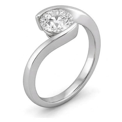 Solitaire Round 1.25 Carats Real Natural Earth Mined Diamond Wedding Ring White Gold 14K