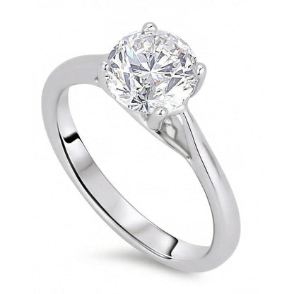 Solitaire Round Cut 2 Carats Natural Earth Mined Diamond Wedding Ring White Gold 14K