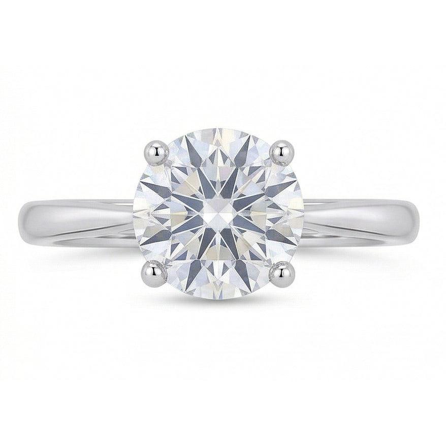 Solitaire Round Cut 2 Carats Natural Earth Mined Diamond Wedding Ring White Gold 14K