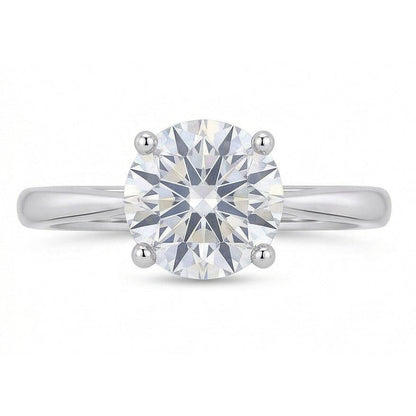 Solitaire Round Cut 2 Carats Natural Earth Mined Diamond Wedding Ring White Gold 14K