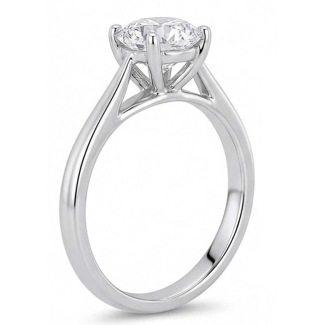 Solitaire Round Cut 2 Carats Natural Earth Mined Diamond Wedding Ring White Gold 14K