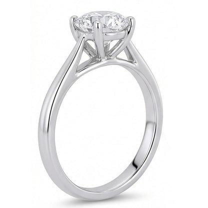 Solitaire Round Cut 2 Carats Natural Earth Mined Diamond Wedding Ring White Gold 14K