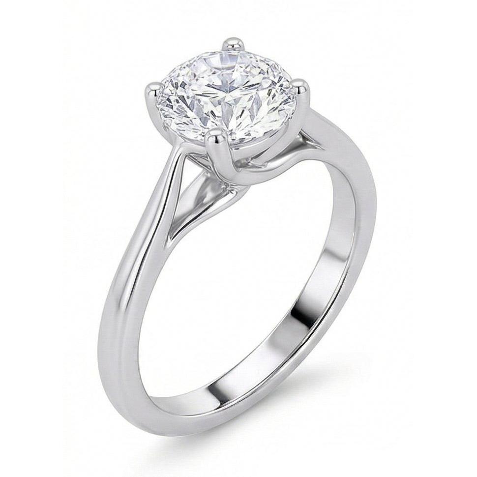 Solitaire Round Cut 2 Carats Natural Earth Mined Diamond Wedding Ring White Gold 14K