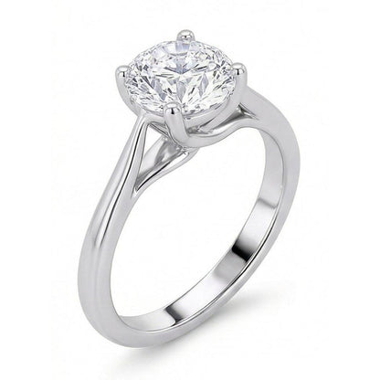 Solitaire Round Cut 2 Carats Natural Earth Mined Diamond Wedding Ring White Gold 14K