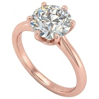 Solitaire Round Old Mine Cut Natural Earth Mined Diamond Ring 6 Prong Set 2 Carats