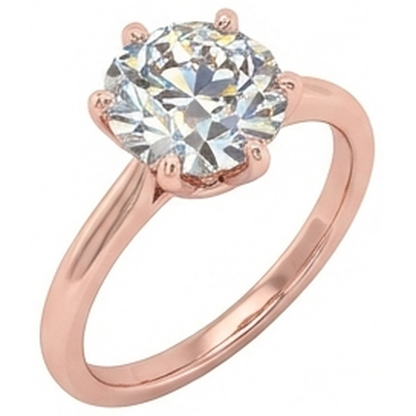 Solitaire Round Old Mine Cut Natural Earth Mined Diamond Ring 6 Prong Set 2 Carats