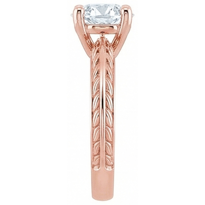 Solitaire Round Old Mine Cut Real Natural Earth Mined Diamond Ring 3 Carats Rose Gold 14K