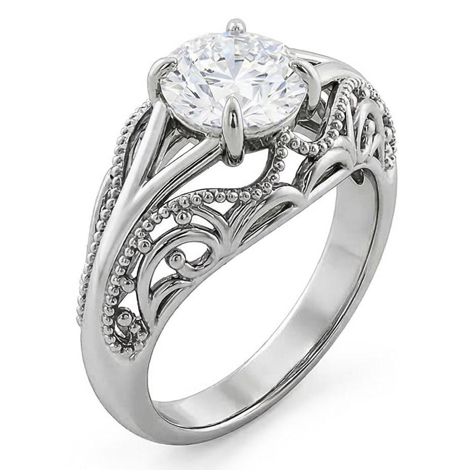 natural round diamond 1.75ct ring top view