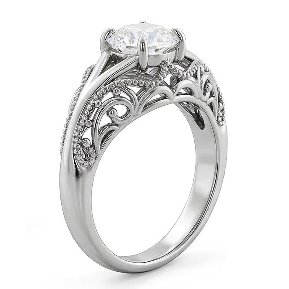 natural round diamond 1.75ct ring profile view