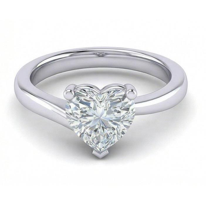 Solitaire Sparkling Heart Shape 1.75 Ct Real Natural Earth Mined Diamond Wedding Ring