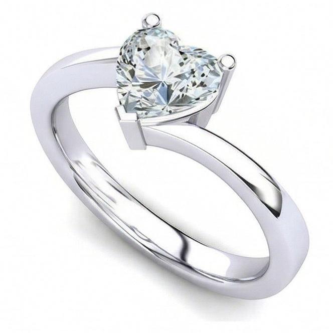 Solitaire Sparkling Heart Shape 1.75 Ct Real Natural Earth Mined Diamond Wedding Ring