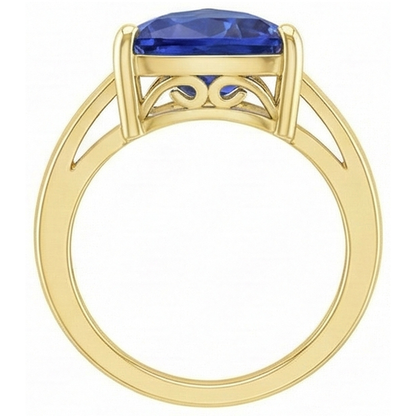 Natural Real ( Not Lab Grown )  Solitaire Trillion Blue Sapphire Ring Yellow Gold Jewelry 3 Carats