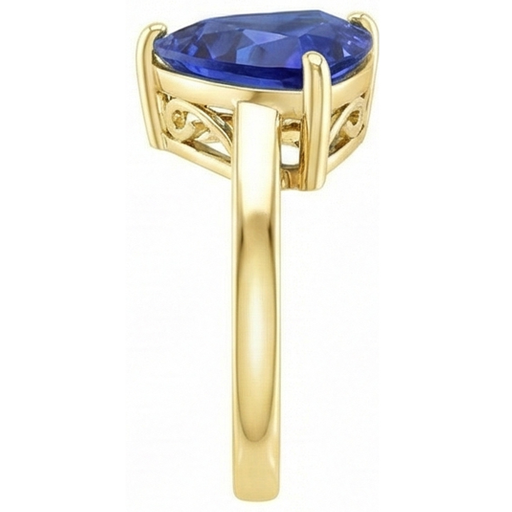 Natural Real ( Not Lab Grown )  Solitaire Trillion Blue Sapphire Ring Yellow Gold Jewelry 3 Carats