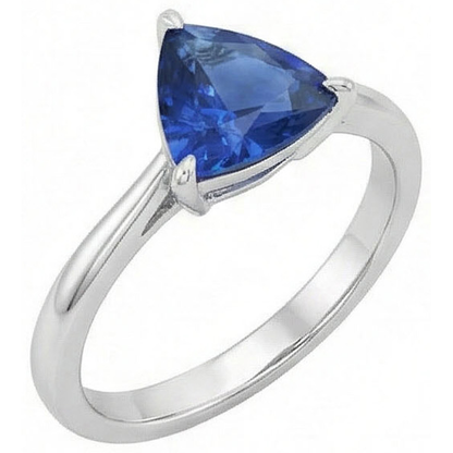 Natural Real ( Not Lab Grown )  Solitaire Trillion Deep Blue Sapphire 1.50 Carats Prong Set Jewelry