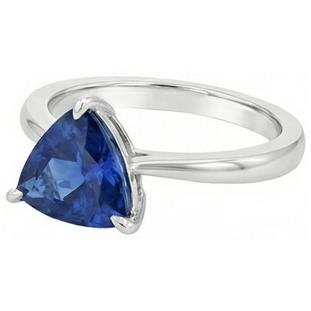 Natural Real ( Not Lab Grown )  Solitaire Trillion Deep Blue Sapphire 1.50 Carats Prong Set Jewelry