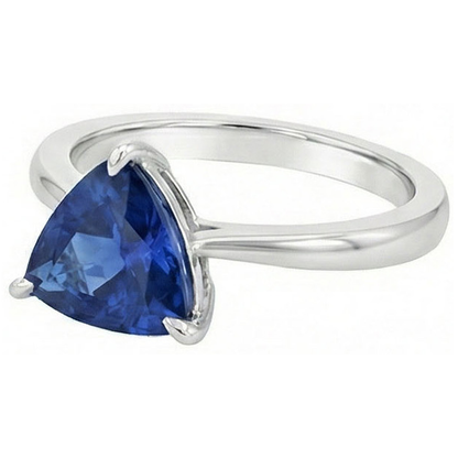 Natural Real ( Not Lab Grown )  Solitaire Trillion Deep Blue Sapphire 1.50 Carats Prong Set Jewelry