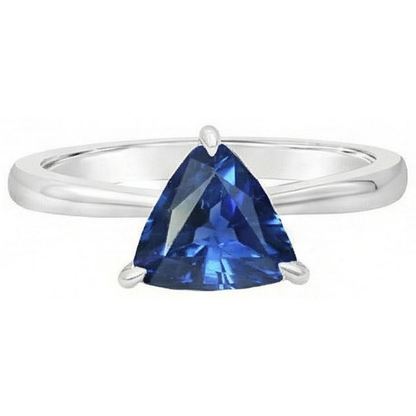 Natural Real ( Not Lab Grown )  Solitaire Trillion Deep Blue Sapphire 1.50 Carats Prong Set Jewelry
