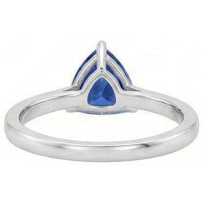 Natural Real ( Not Lab Grown )  Solitaire Trillion Deep Blue Sapphire 1.50 Carats Prong Set Jewelry