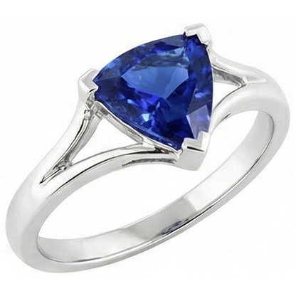 Natural Real ( Not Lab Grown )  Solitaire Trillion Sapphire Ring V Prong Split Shank 1.50 Carats