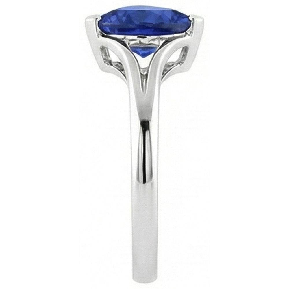 Natural Real ( Not Lab Grown )  Solitaire Trillion Sapphire Ring V Prong Split Shank 1.50 Carats