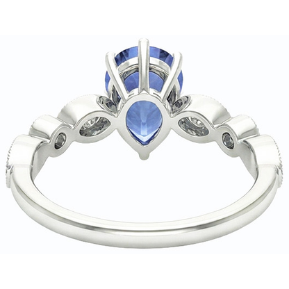 Solitaire Wedding Ring Blue Sapphire With Natural Earth Mined Diamond Accents 2.50 Carats