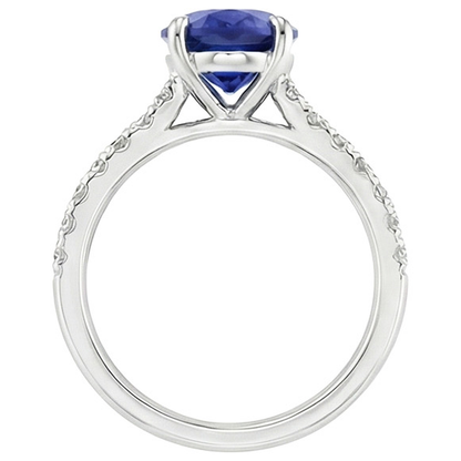 Solitaire Wedding Ring Blue Sapphire With Natural Earth Mined Diamond Accents 4.50 Carats