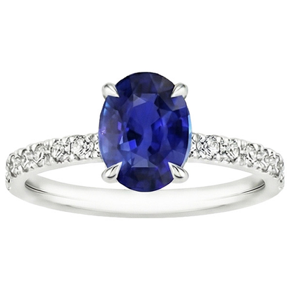 Solitaire Wedding Ring Blue Sapphire With Natural Earth Mined Diamond Accents 4.50 Carats