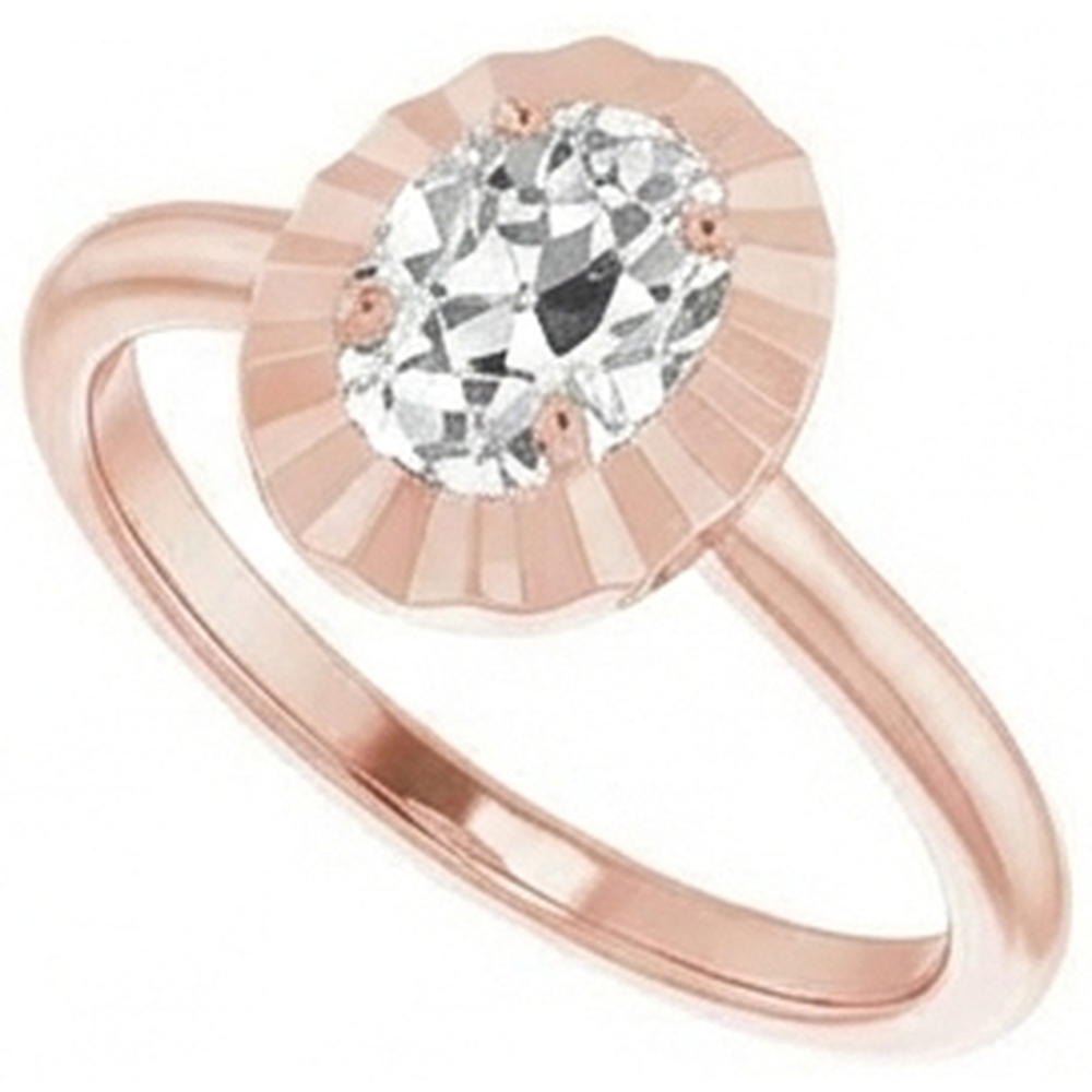 Solitaire Wedding Ring Oval Old Miner Natural Earth Mined Diamond 3.25 Carats Women’s Jewelry