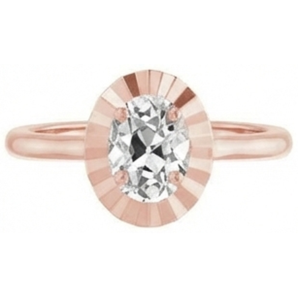 Solitaire Wedding Ring Oval Old Miner Natural Earth Mined Diamond 3.25 Carats Women’s Jewelry