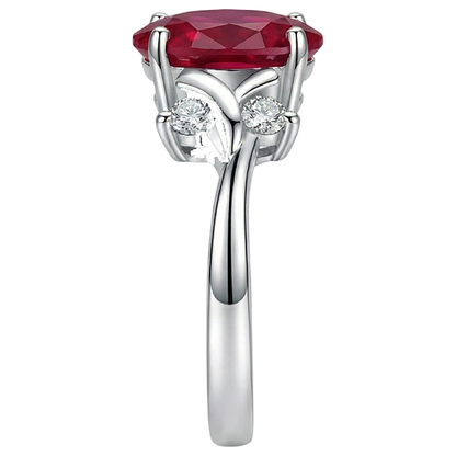 Solitaire With Accent 1.70 Ct. Ruby And Natural Earth Mined Diamonds Ring White Gold 14K