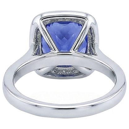 Solitaire With Accent 18 Ct Tanzanite With Natural Earth Mined Diamonds Ring White Gold