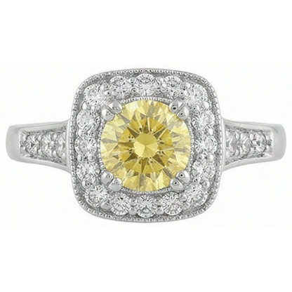 Solitaire With Accent 3.5 Ct Yellow Sapphire And Natural Earth Mined Diamonds Ring