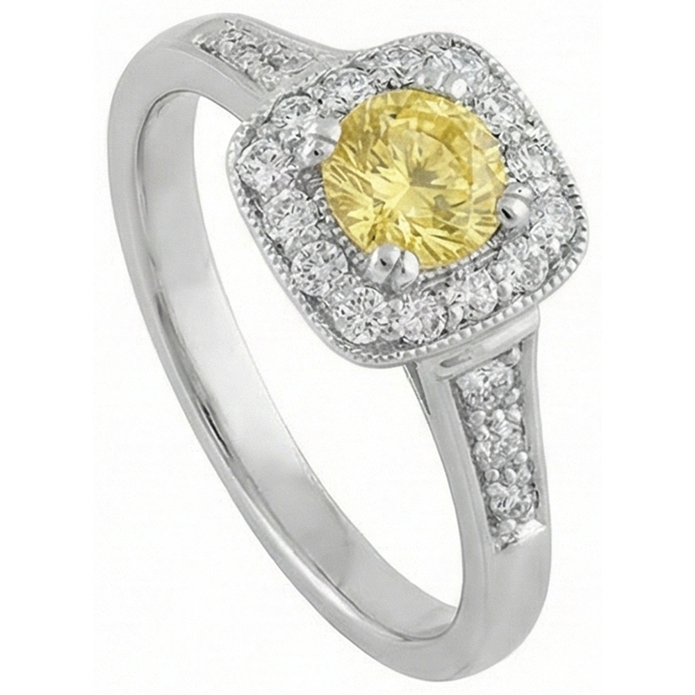 Solitaire With Accent 3.5 Ct Yellow Sapphire And Natural Earth Mined Diamonds Ring