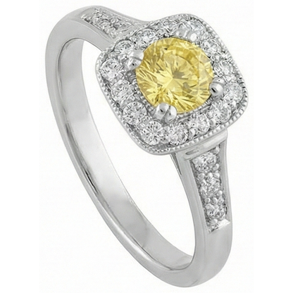 Solitaire With Accent 3.5 Ct Yellow Sapphire And Natural Earth Mined Diamonds Ring