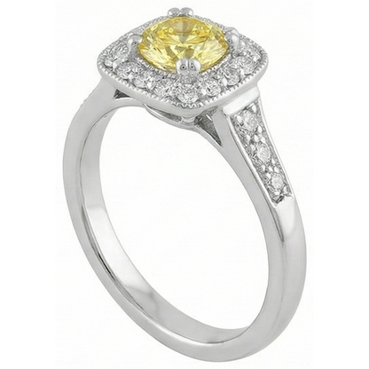Solitaire With Accent 3.5 Ct Yellow Sapphire And Natural Earth Mined Diamonds Ring