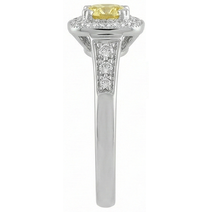 Solitaire With Accent 3.5 Ct Yellow Sapphire And Natural Earth Mined Diamonds Ring