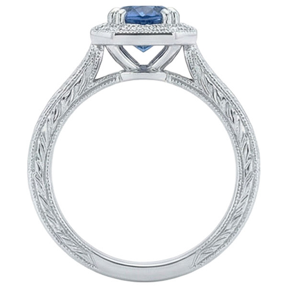 Solitaire With Accent 3.75 Ct Sapphire And Natural Earth Mined Diamonds Ring White Gold