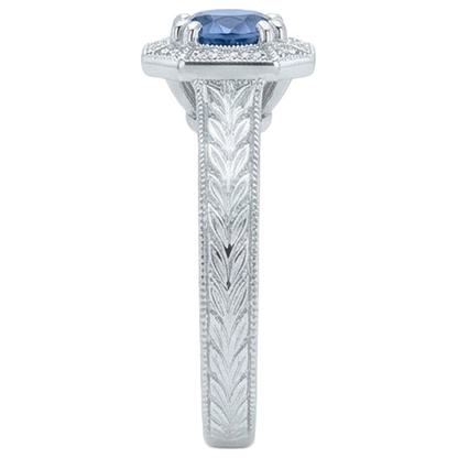 Solitaire With Accent 3.75 Ct Sapphire And Natural Earth Mined Diamonds Ring White Gold